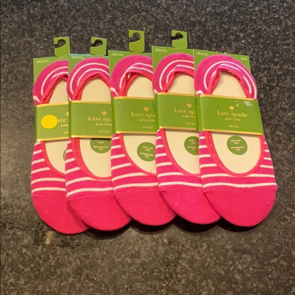 Kate Spade Non-Slip Heel Socks Pink and White - Picture 2 of 2